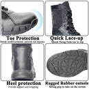 LAHORS Leather Lightweight Man Tactical Boots Combat Boots Anti-Collision Lace Up Waterproof Outdoor Hiking Breathable Shoe